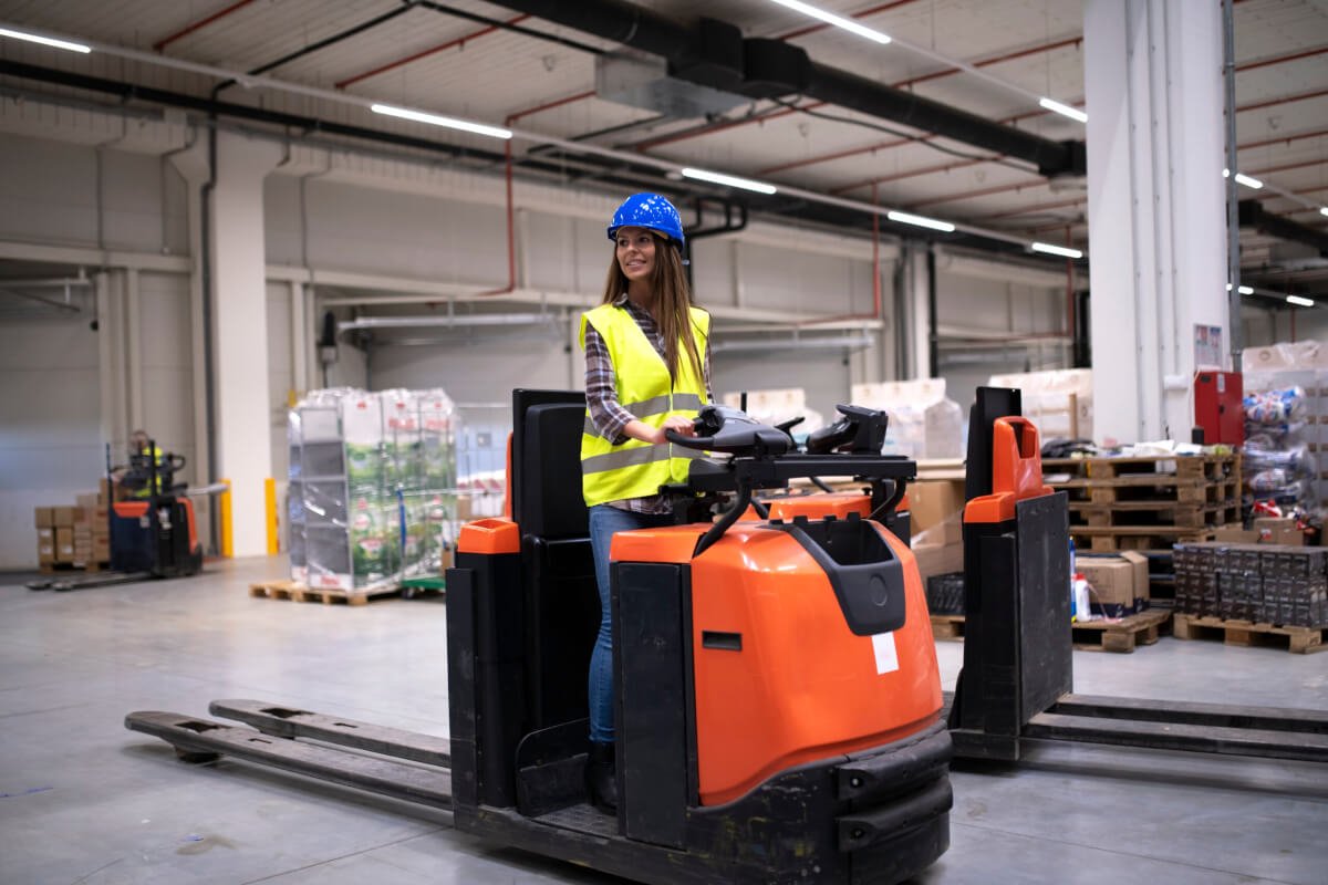 forklift operates on smooth concrete floors