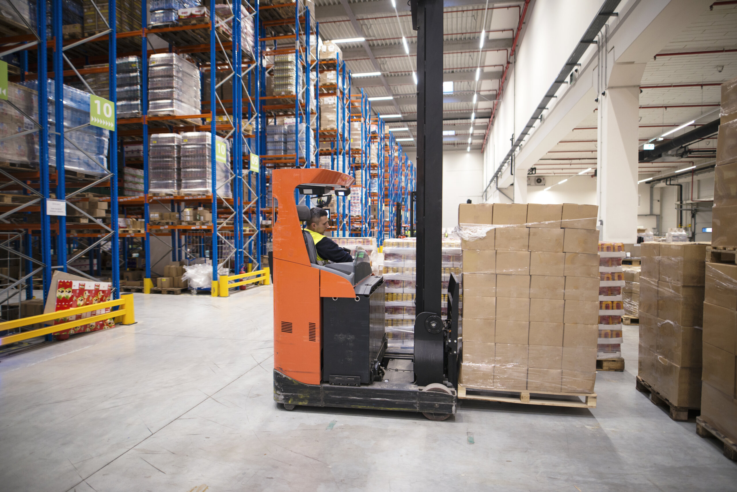 forklift operating on a concrete loading dock