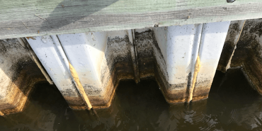 bulkhead in water bulkhead holding back water possibly failing due to erosion