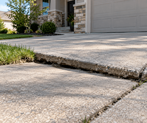 sinking unlevel concrete driveway slab