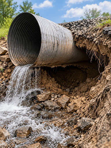 culvert pipe with surround soil erosion