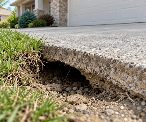 void under the concrete driveway